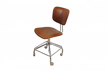 Sedia girevole in ferro e similpelle di Kovona, anni '70