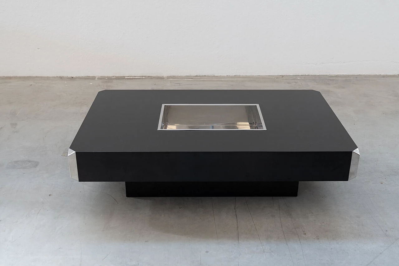 Wood and steel coffee table by Willy Rizzo for Mario Sabot, 1980s 1