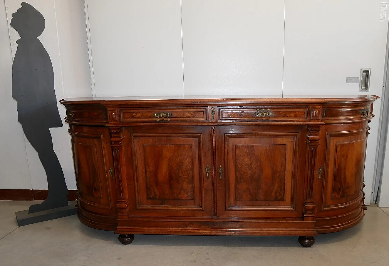 Credenza francese in noce con ante e cassetti, fine '800 1