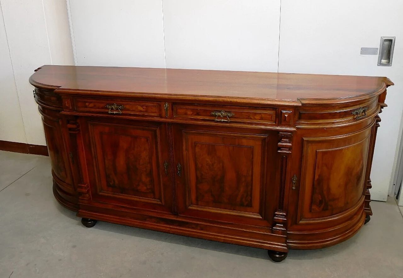 Credenza francese in noce con ante e cassetti, fine '800 2