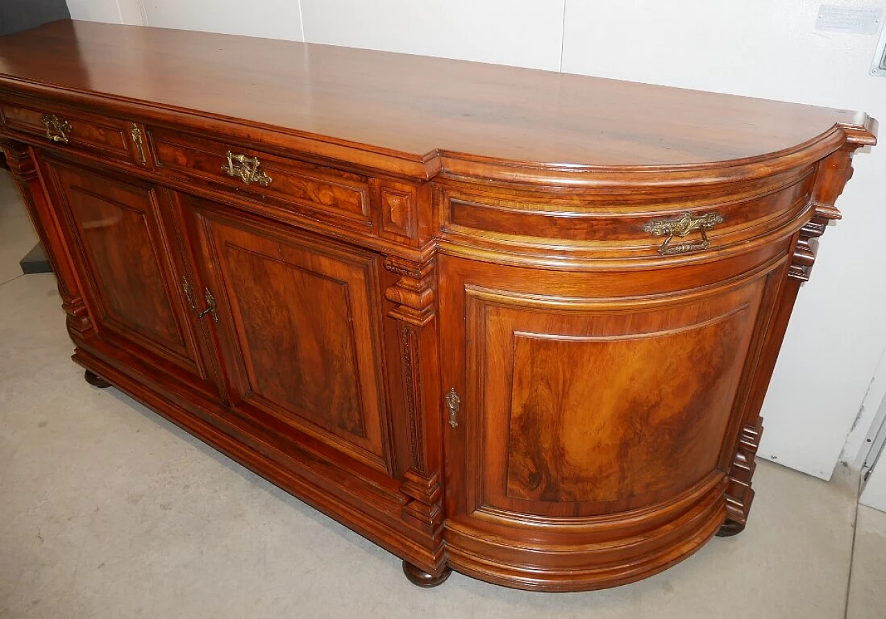 Credenza francese in noce con ante e cassetti, fine '800 13