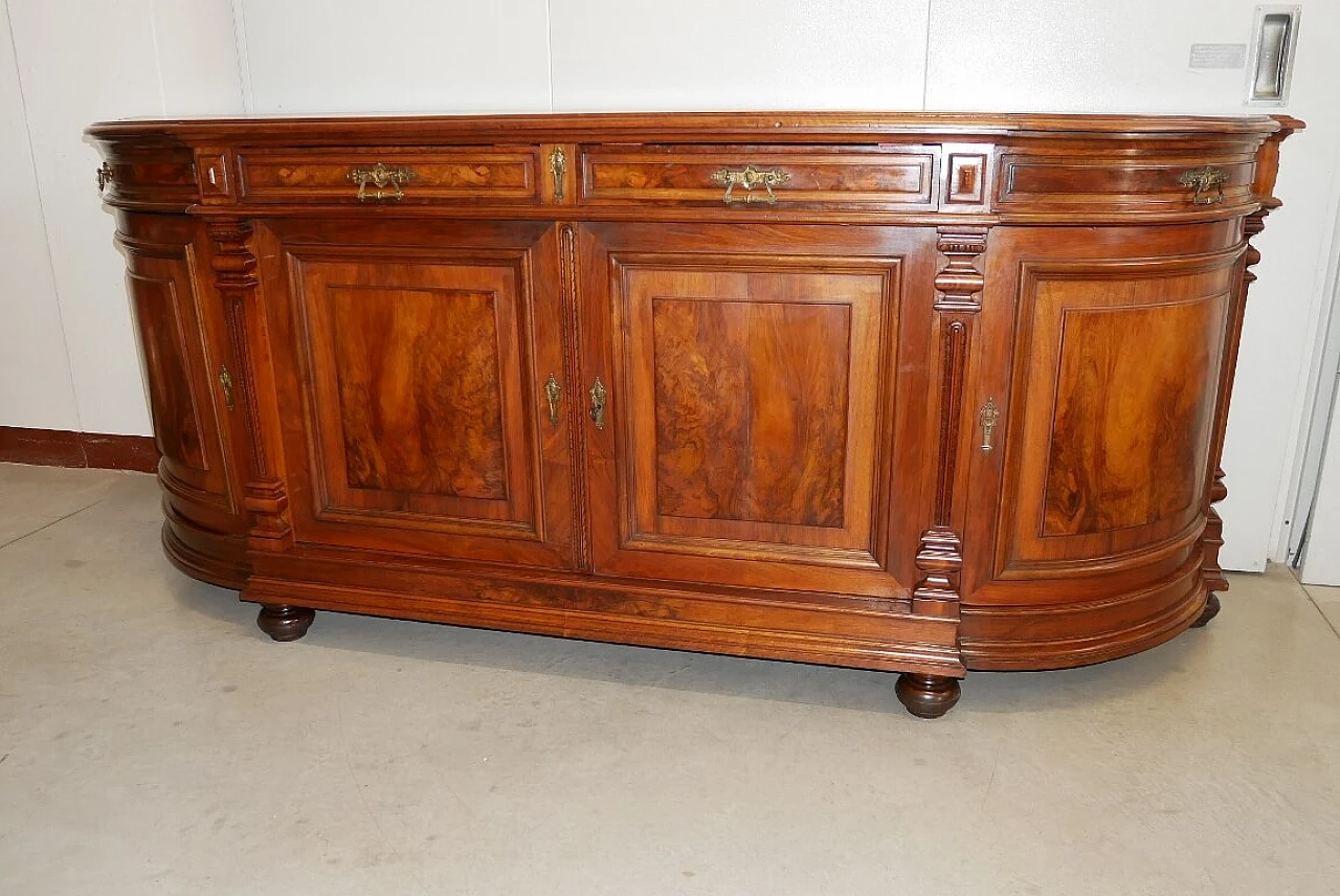 Credenza francese in noce con ante e cassetti, fine '800 16