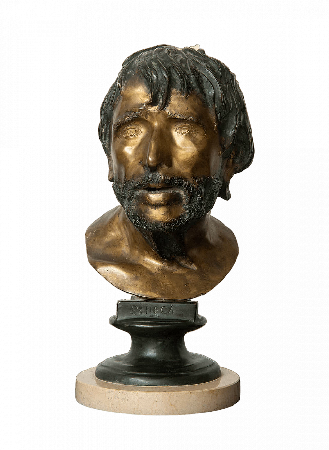 Scultura in bronzo raffigurante testa del filosofo Seneca, anni '30 5