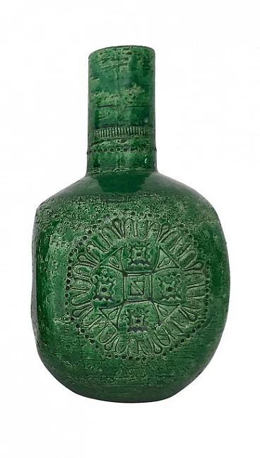Vaso in ceramica laccata verde di Aldo Londi per Bitossi, anni '70
