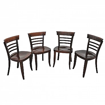 4 Walnut chairs by Thonet, 1950s