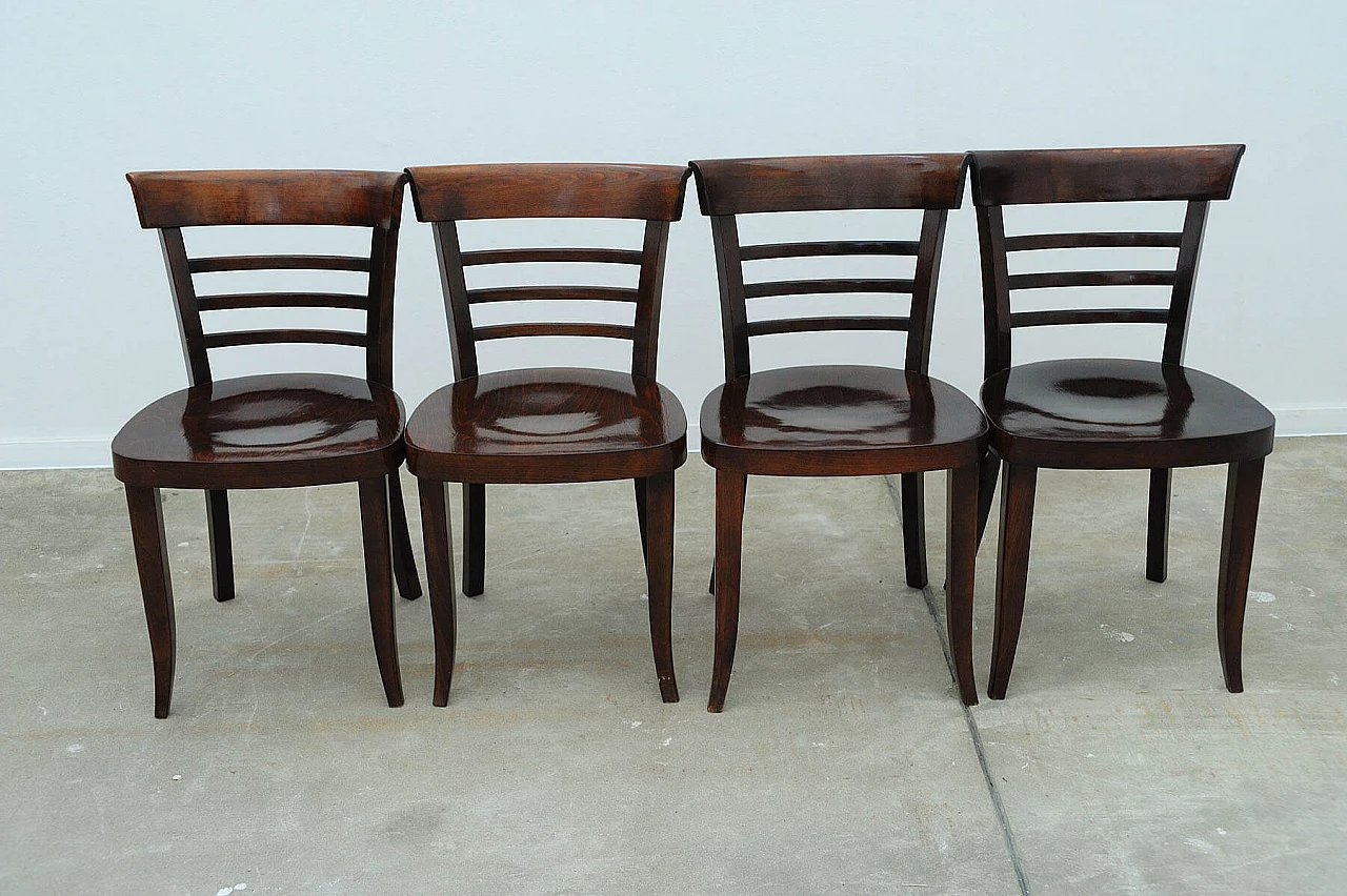 4 Walnut chairs by Thonet, 1950s 2