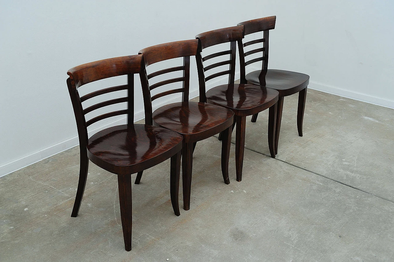 4 Walnut chairs by Thonet, 1950s 3