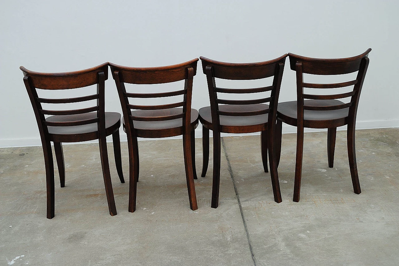 4 Walnut chairs by Thonet, 1950s 5