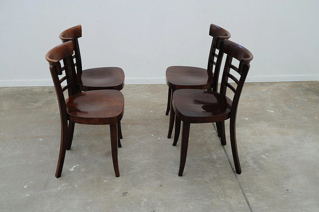 4 Walnut chairs by Thonet, 1950s 6