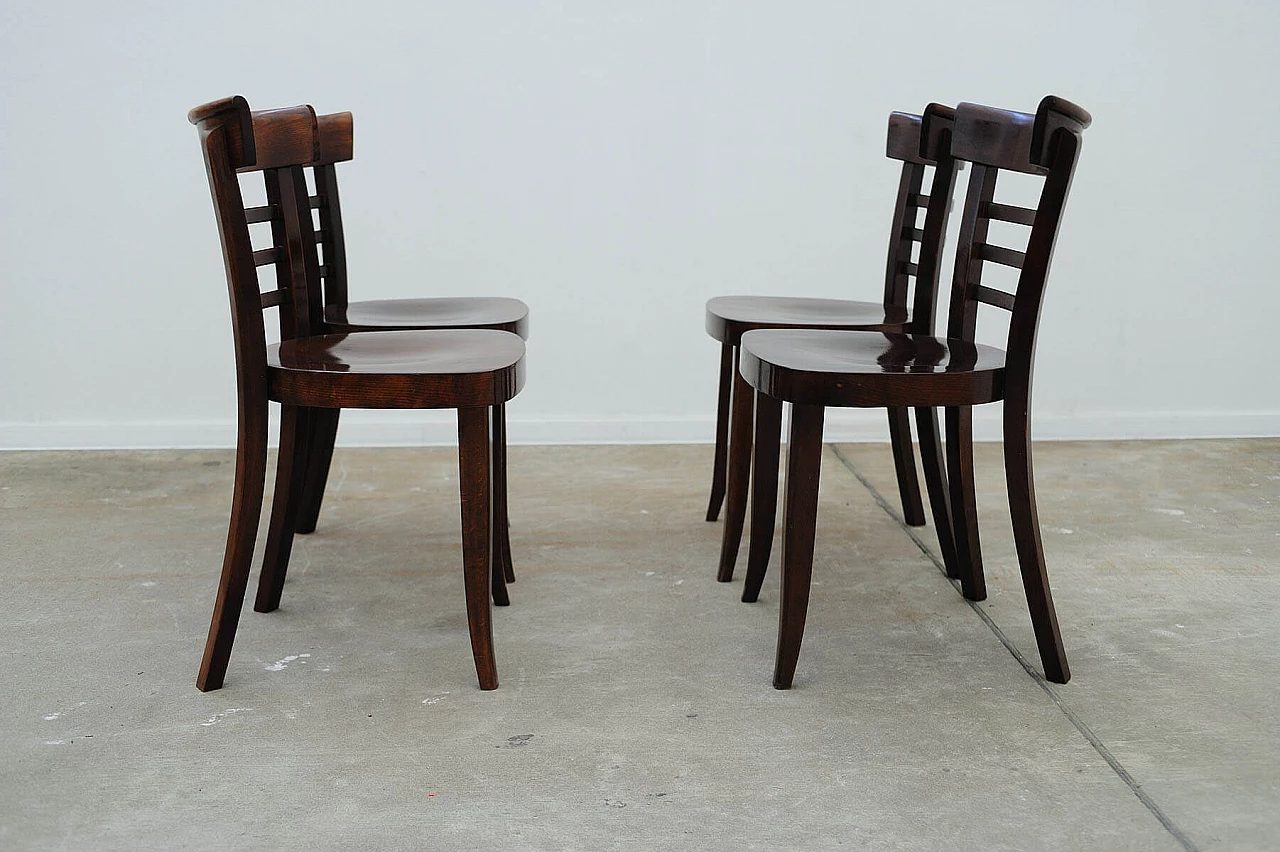 4 Walnut chairs by Thonet, 1950s 7