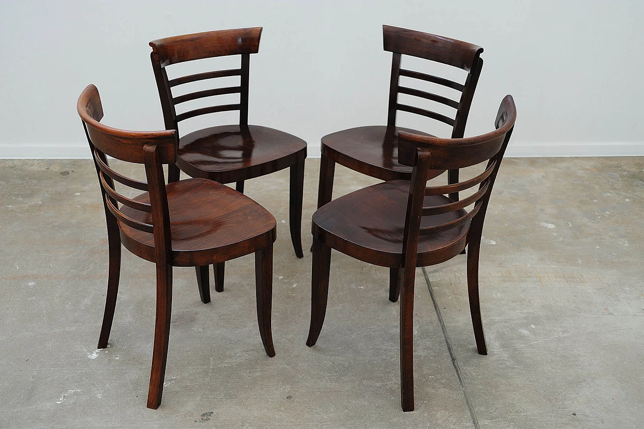 4 Walnut chairs by Thonet, 1950s 8