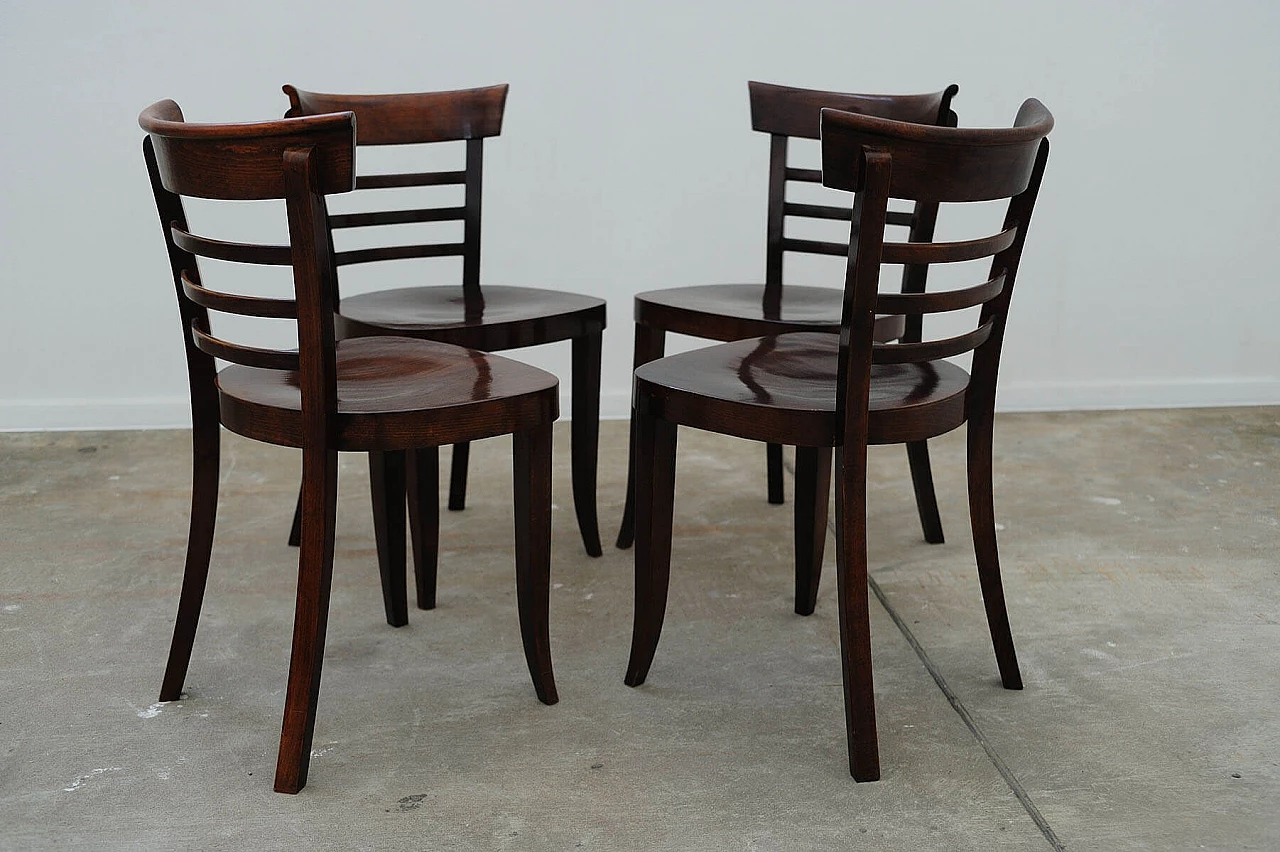 4 Walnut chairs by Thonet, 1950s 9