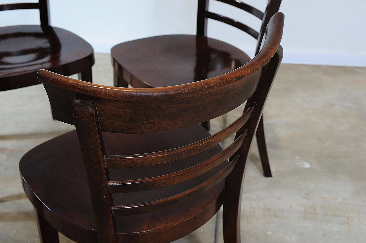 4 Walnut chairs by Thonet, 1950s 12