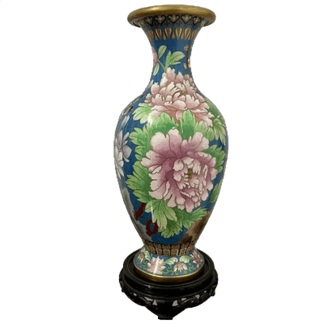 Chinese cloisonné vase with birds and floral decoration, 1960s 12
