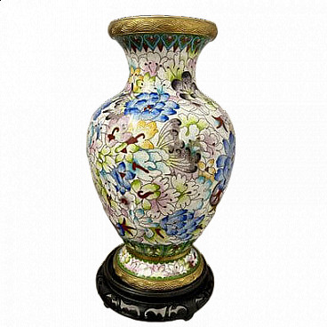 Chinese cloisonné vase with floral decoration, 1960s