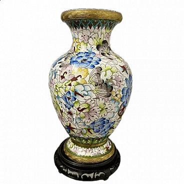 Chinese cloisonné vase with floral decoration, 1960s
