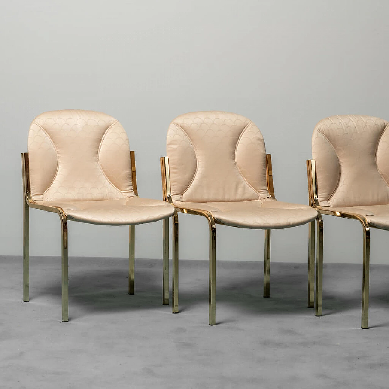 4 Chairs in gilded metal and fabric by Gianluigi Gorgoni, 1970s 3