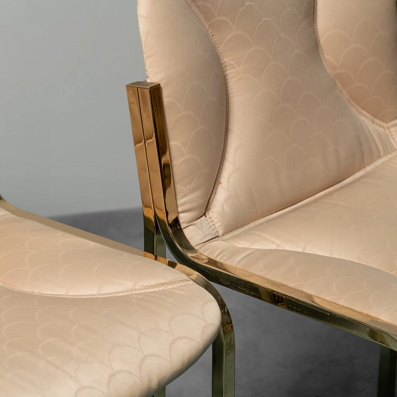 4 Chairs in gilded metal and fabric by Gianluigi Gorgoni, 1970s 7