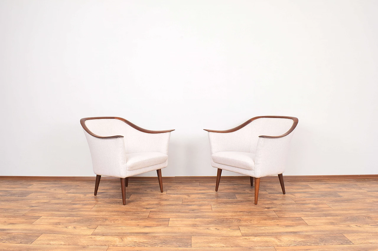 Pair of 550 teak armchairs by Fredrik A. Kayser for Vatne Lenestolfabrikk, 1960s 1