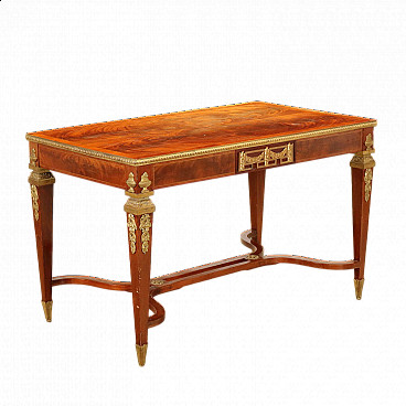 Mahogany veneer, mahogany feather and maple desk in Louis XVI style, late 19th century