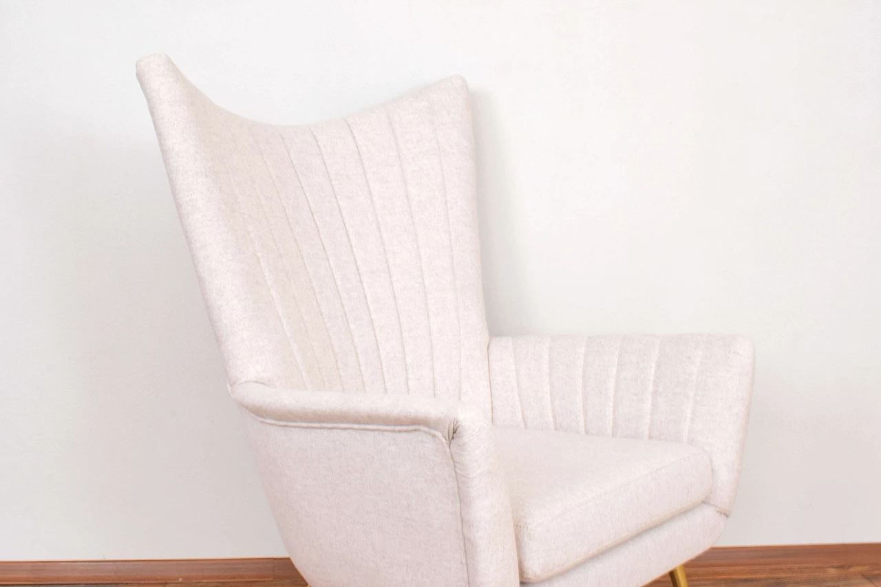 Wool armchair with gilded metal legs, 1960s 7