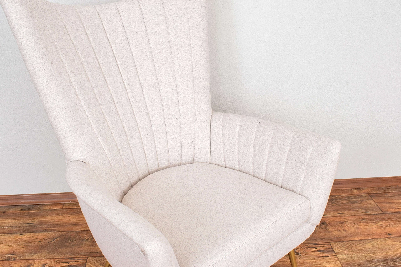 Wool armchair with gilded metal legs, 1960s 11