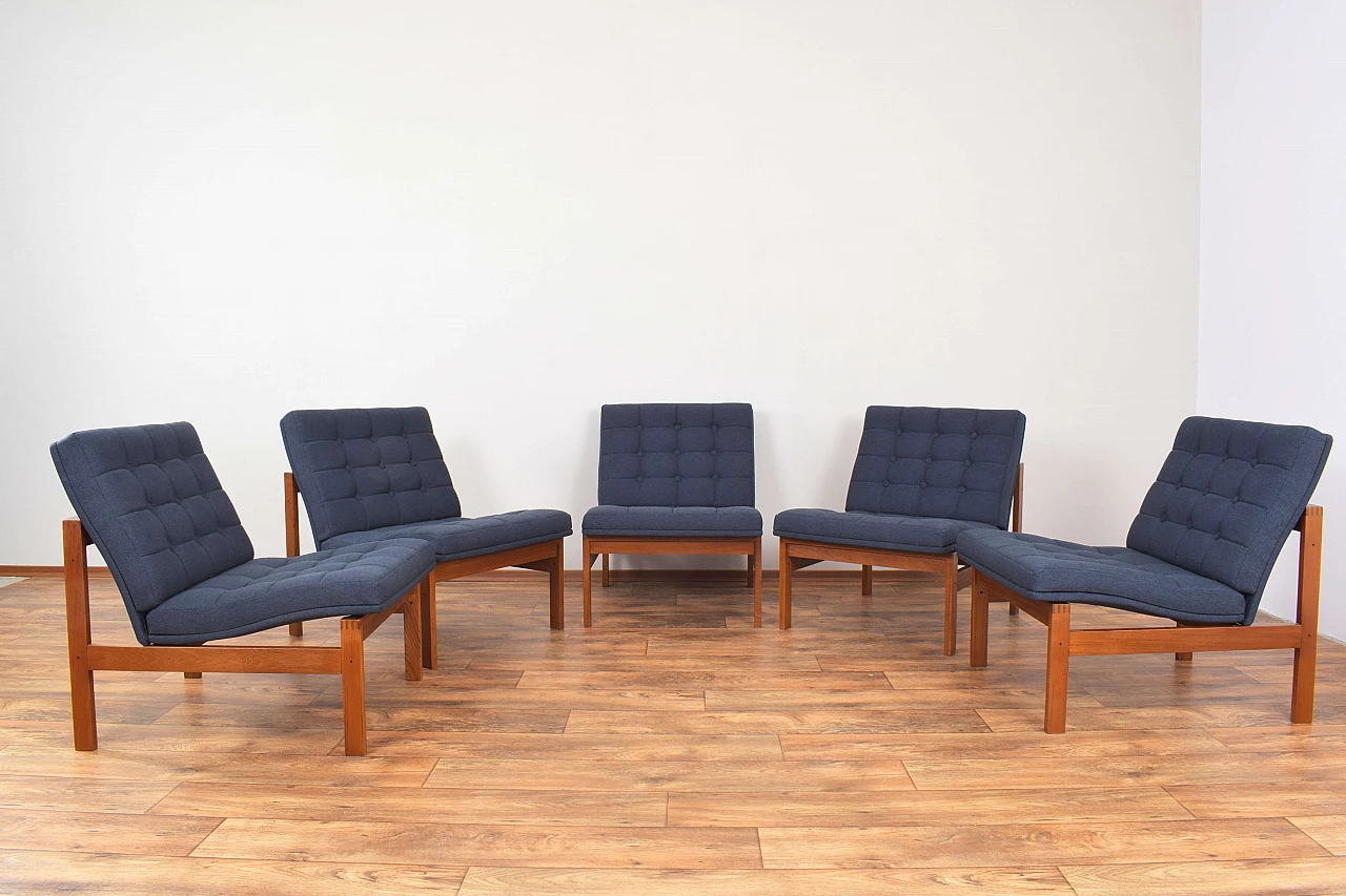 5 Poltrone Moduline in teak di Ole Gjerløv-Knudsen & Torben Lind per France & Søn, anni '60 3