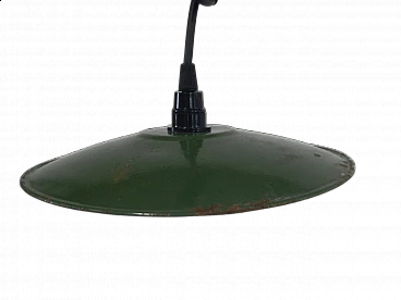 Green metal disc ceiling lamp, 1940s