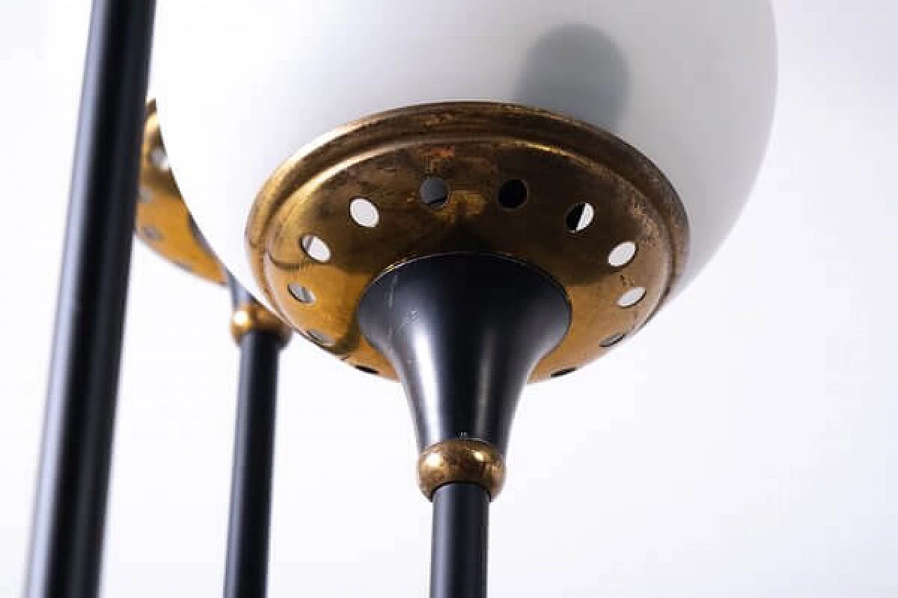 Lampada da terra in marmo, ottone e vetro di Stilnovo, anni '50 4