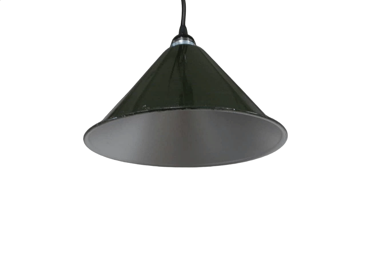 Green metal conical ceiling lamp, 1970s 8