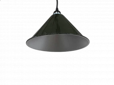 Green metal conical ceiling lamp, 1970s