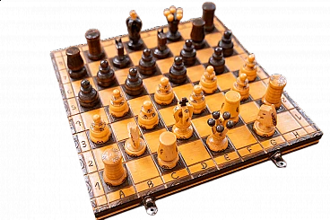 Beech travel chessboard, 1970s