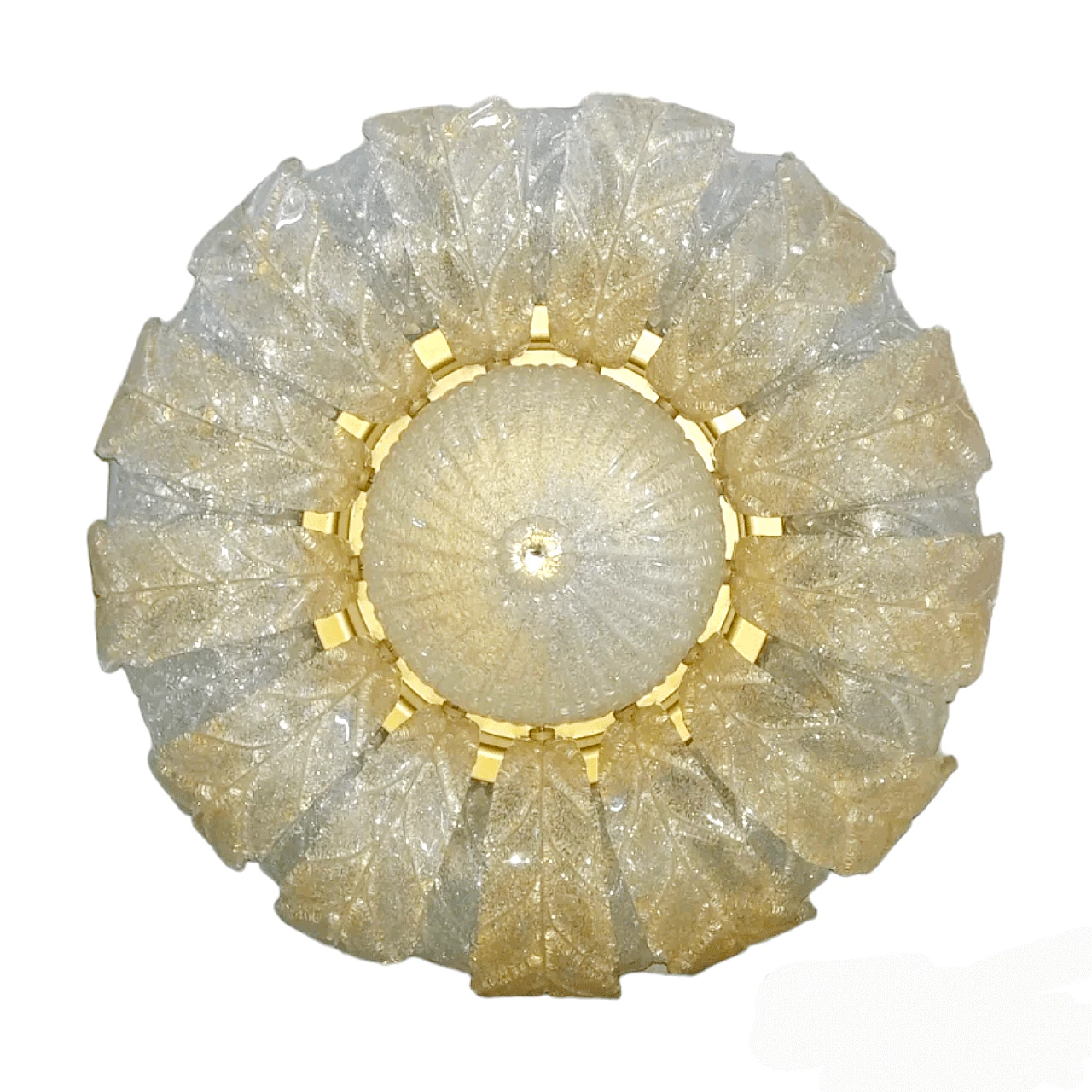 Transparent and amber Murano glass ceiling lamp, 2000s 1