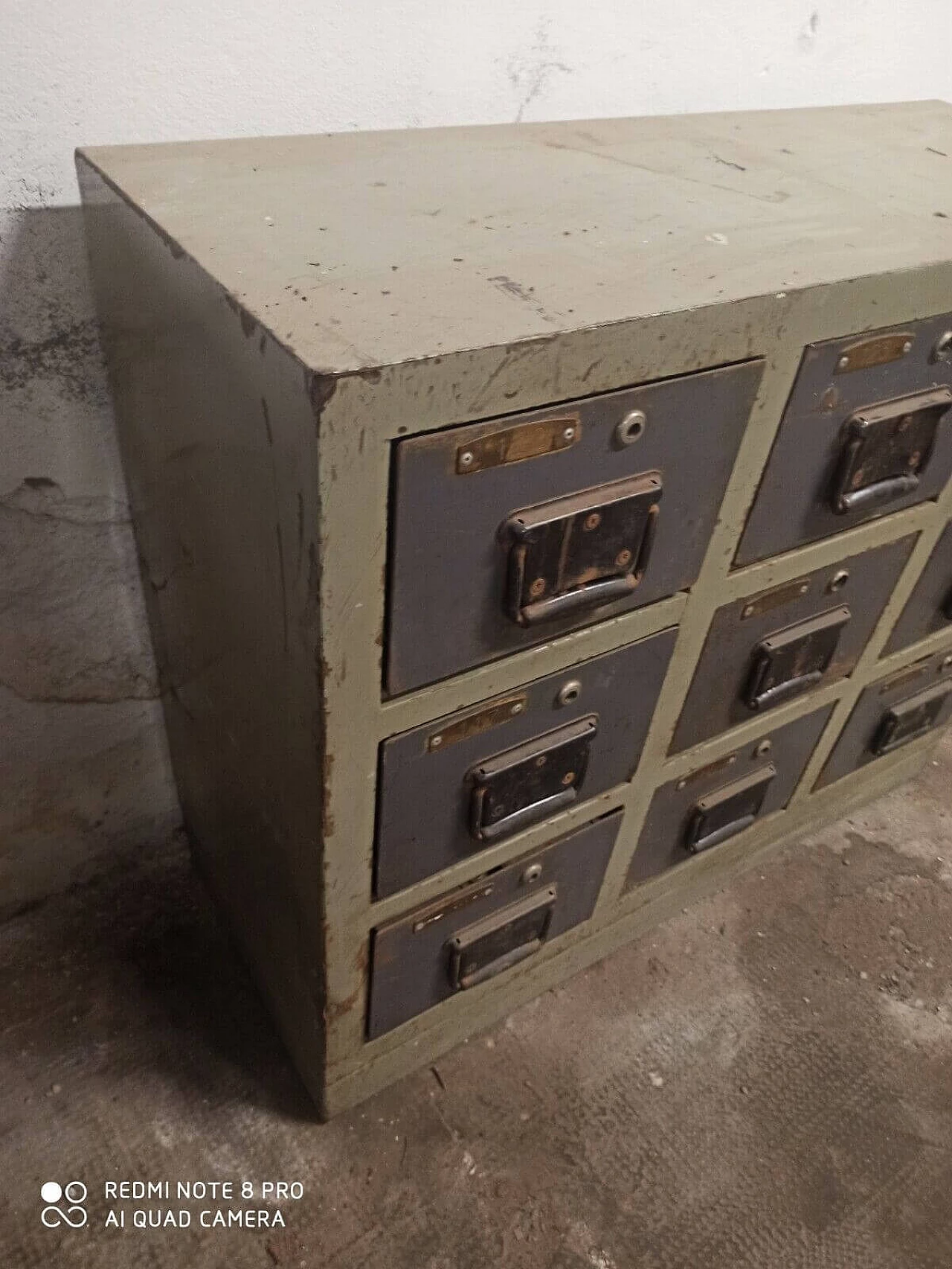 Two-tone iron industrial chest of drawers, 1950s 3