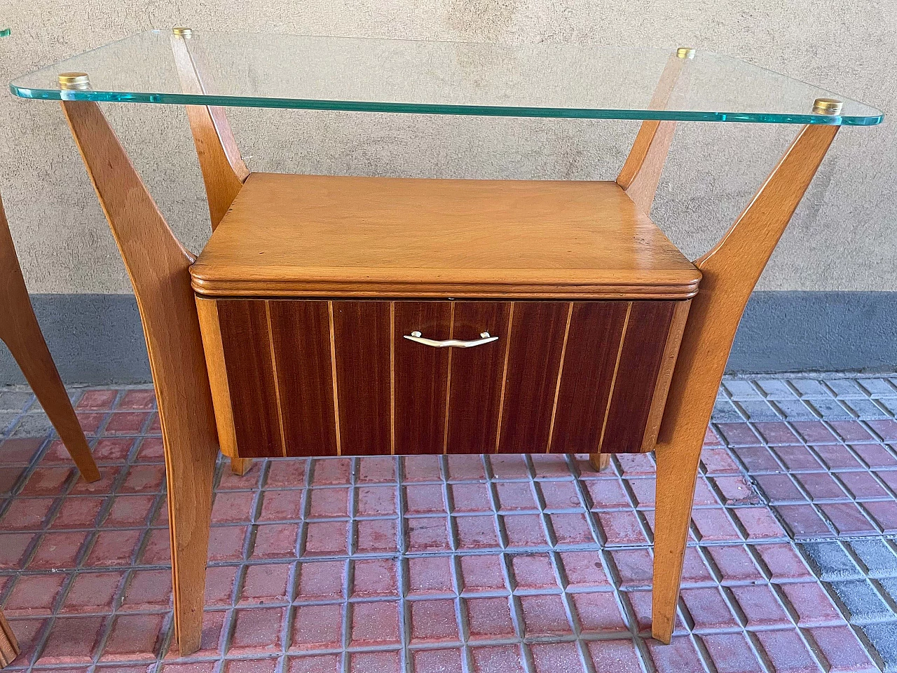 Pair of bedside tables in maple and walnut by Gio Ponti, 1950s 8