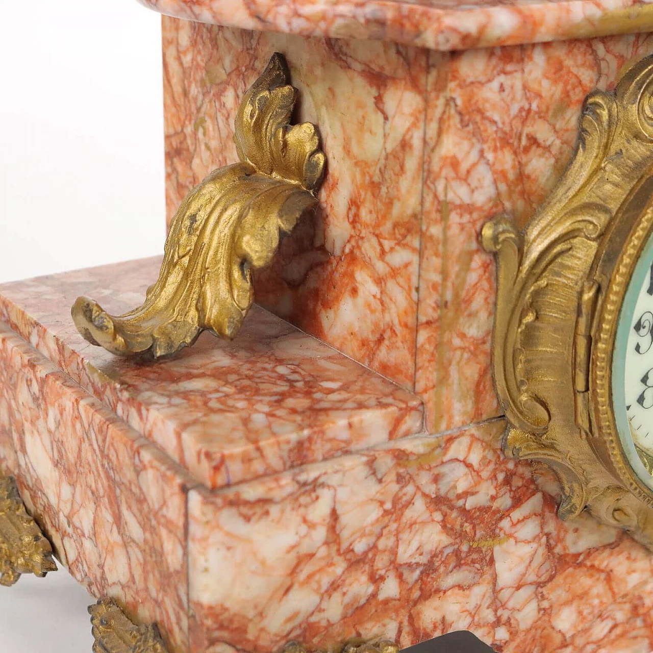 Marble table clock with patinated antimony sculpture, early 20th century 8