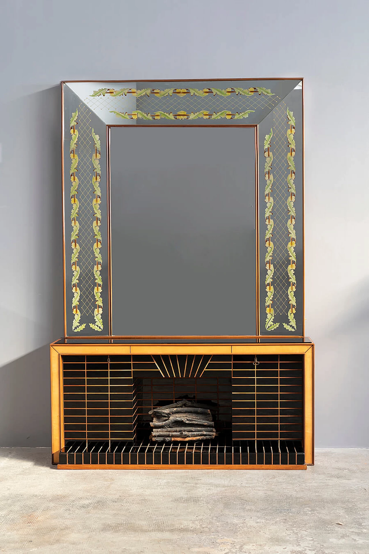 Rosewood and black glass sideboard with mirror by Luigi Brusotti, 1940s 9