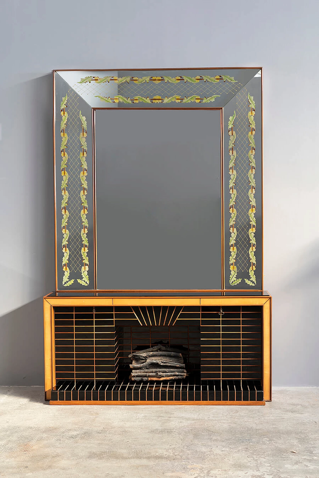 Credenza con specchio in palissandro e vetro nero di Luigi Brusotti, anni '40 9