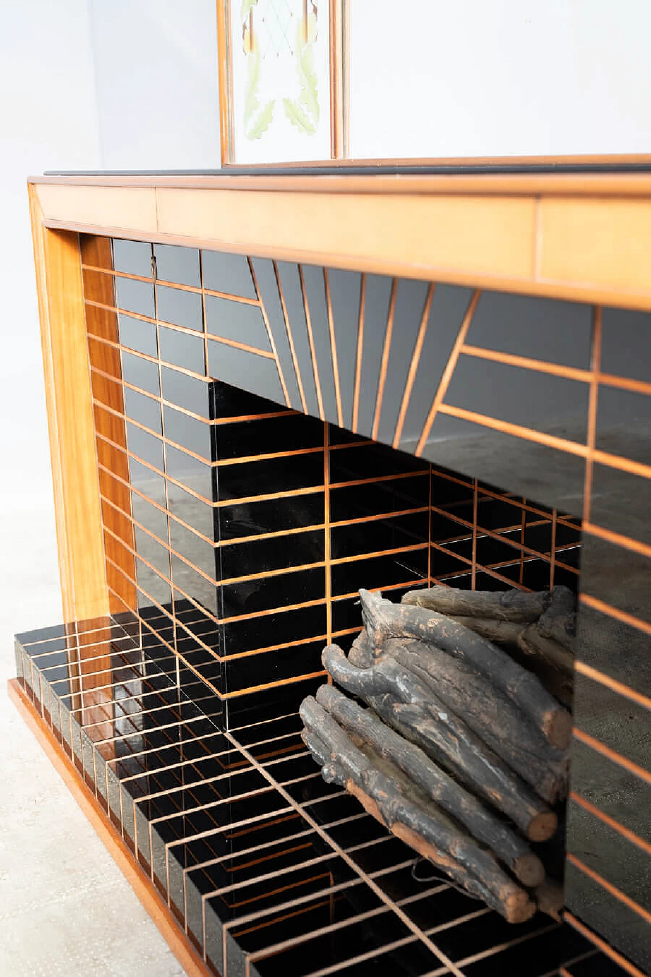 Rosewood and black glass sideboard with mirror by Luigi Brusotti, 1940s 21