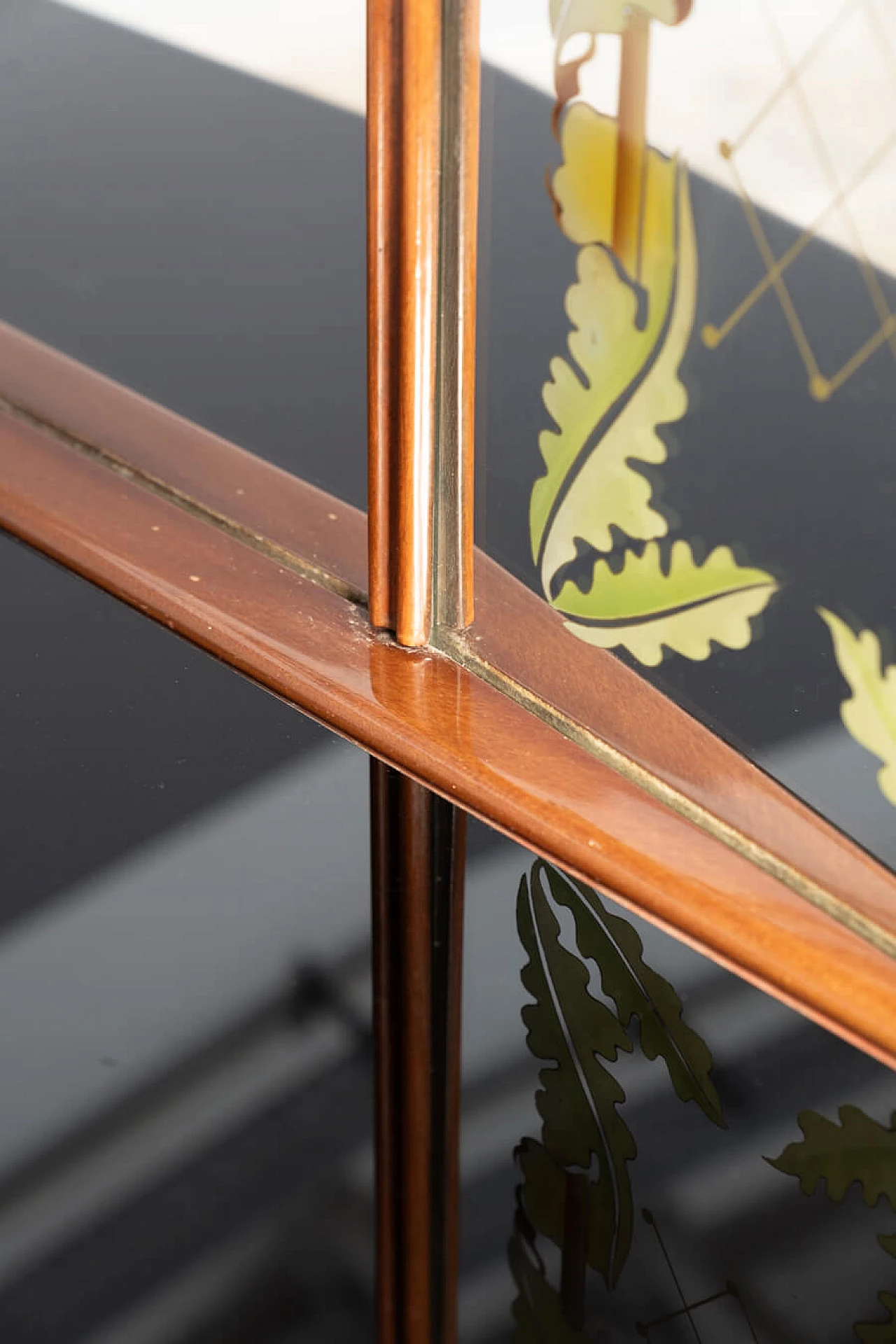 Rosewood and black glass sideboard with mirror by Luigi Brusotti, 1940s 24