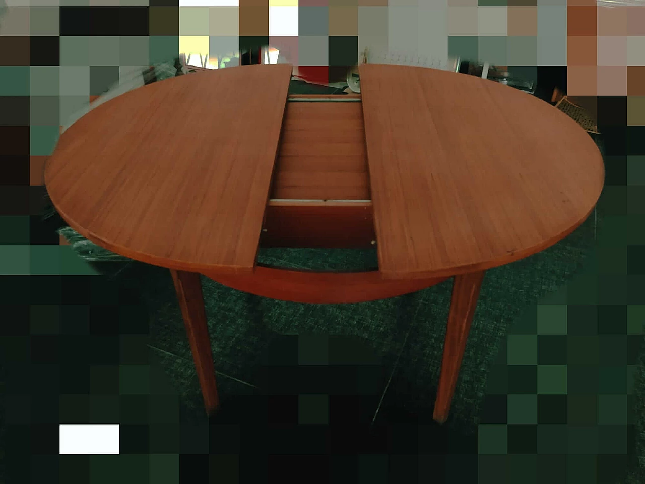 Tavolo rotondo allungabile in quercia, anni '70 3