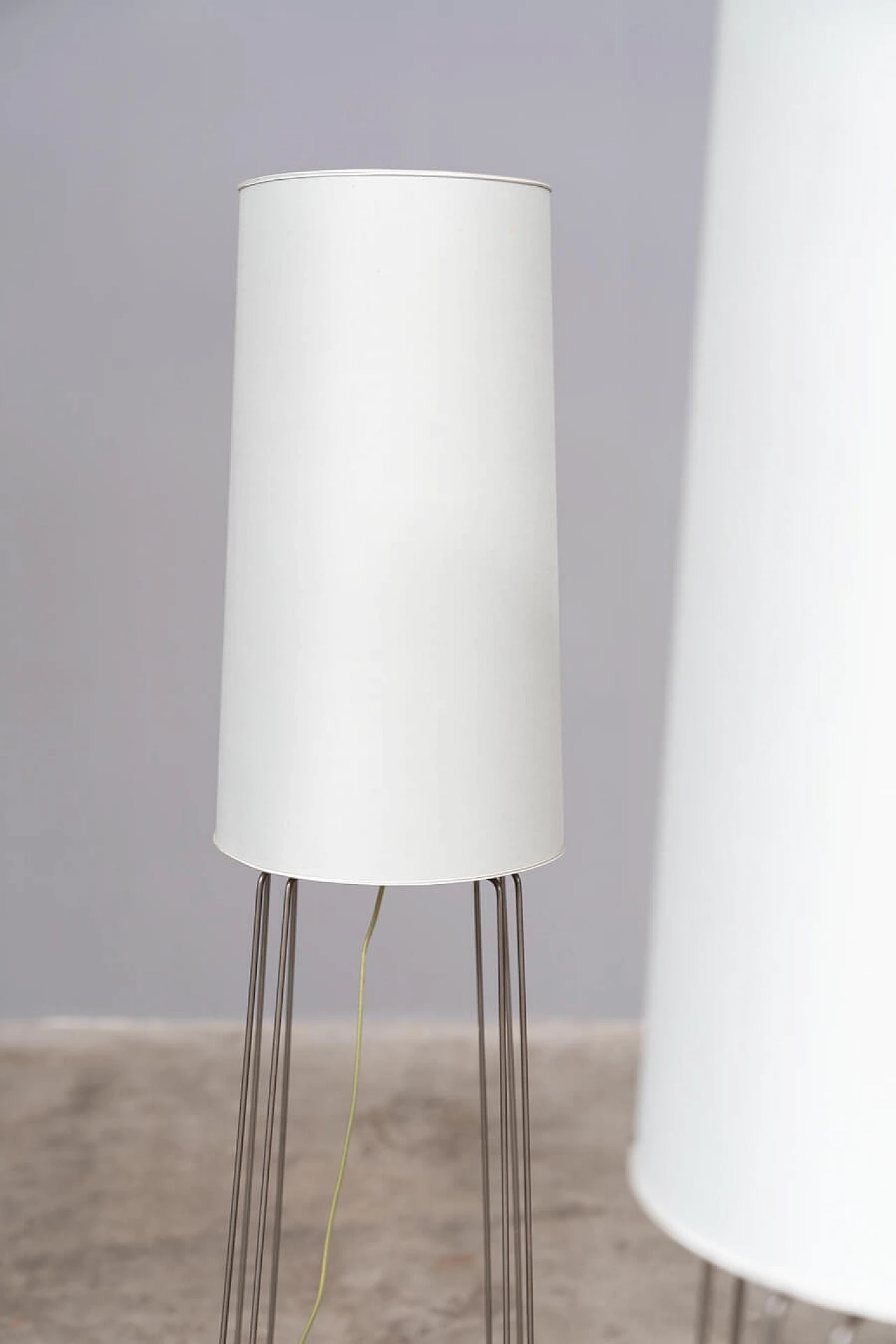 Pair of iron and plasticized fabric floor lamps, 2000s 1376433