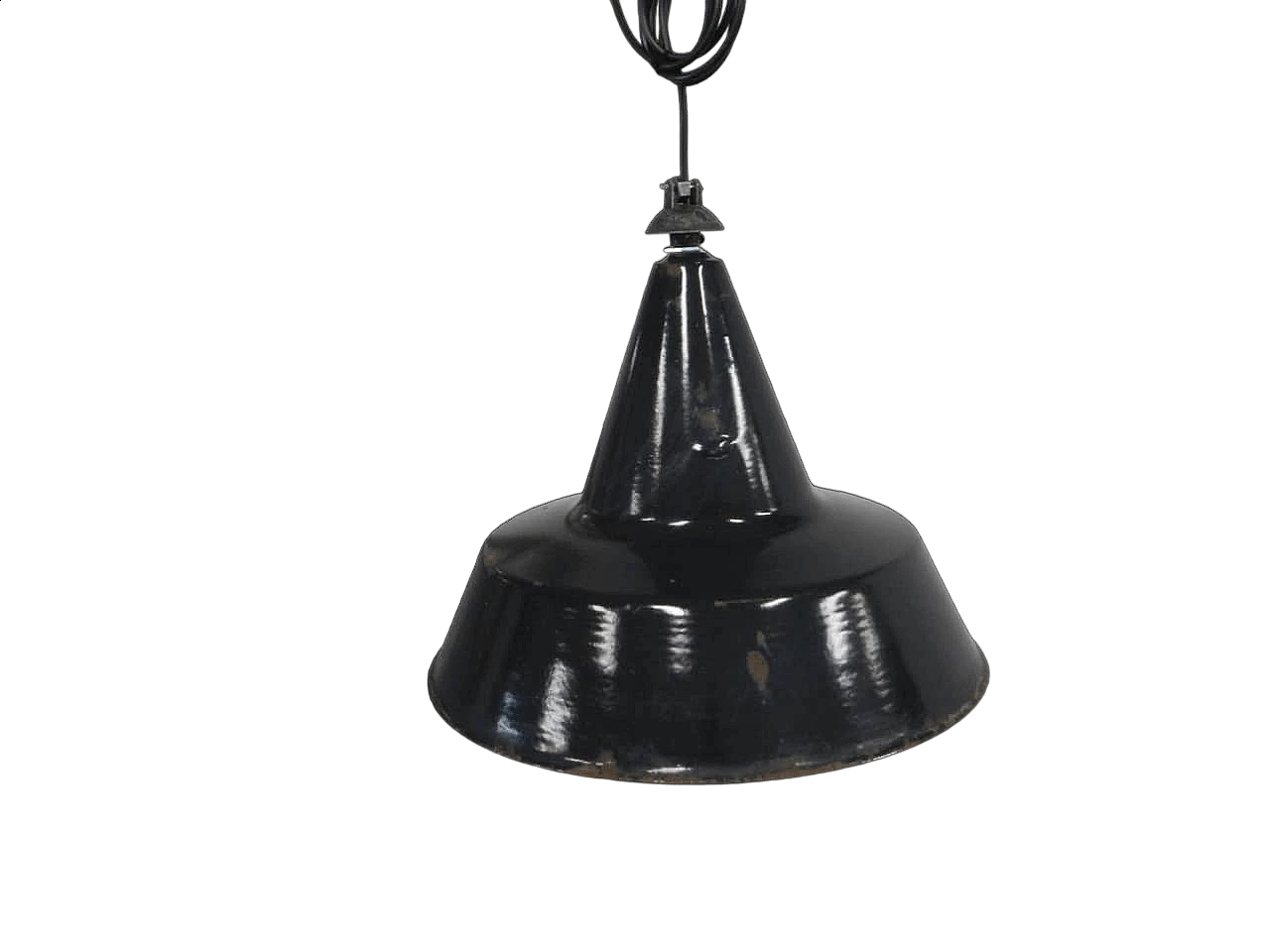 Black and white metal ceiling lamp D45, 1940s 11