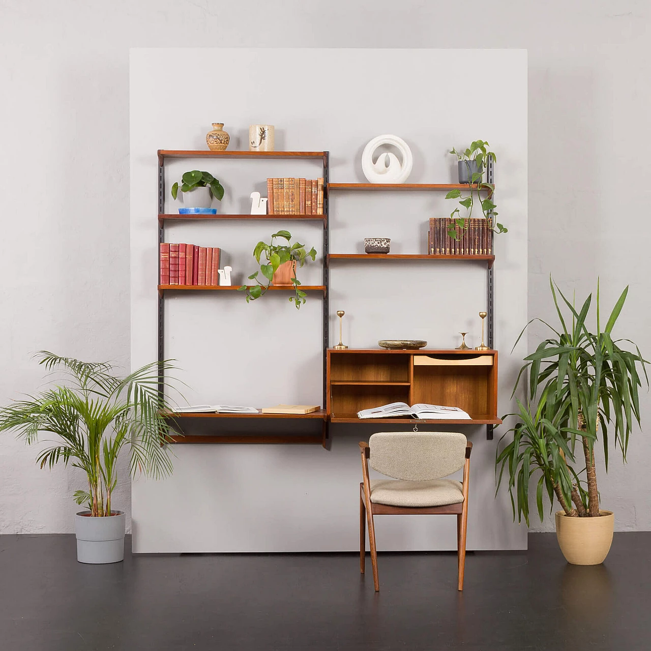 Hanging bookcase with desk by Kai Kristiansen for FM Mobler, 1960s 1