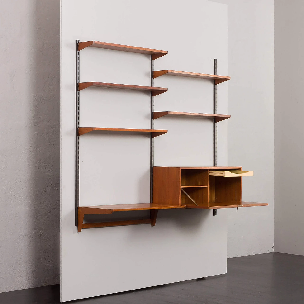 Hanging bookcase with desk by Kai Kristiansen for FM Mobler, 1960s 4