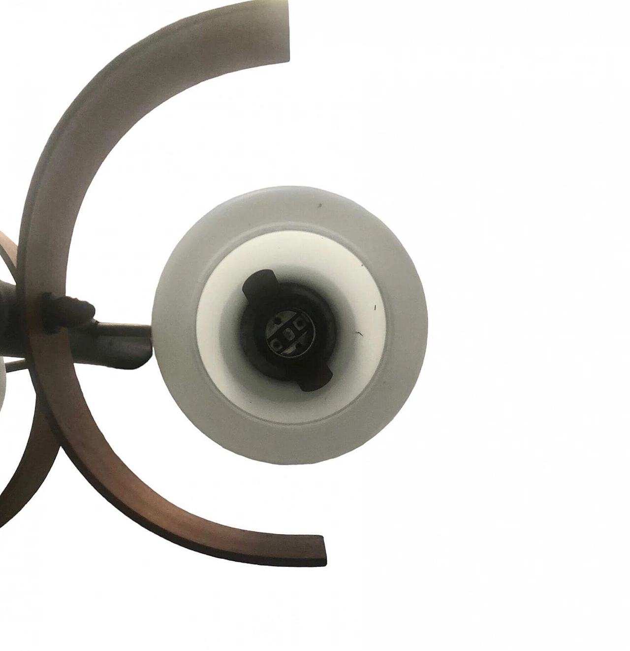 Lampadario a due luci in metallo e vetro nello stile di Stilnovo, anni '60 1