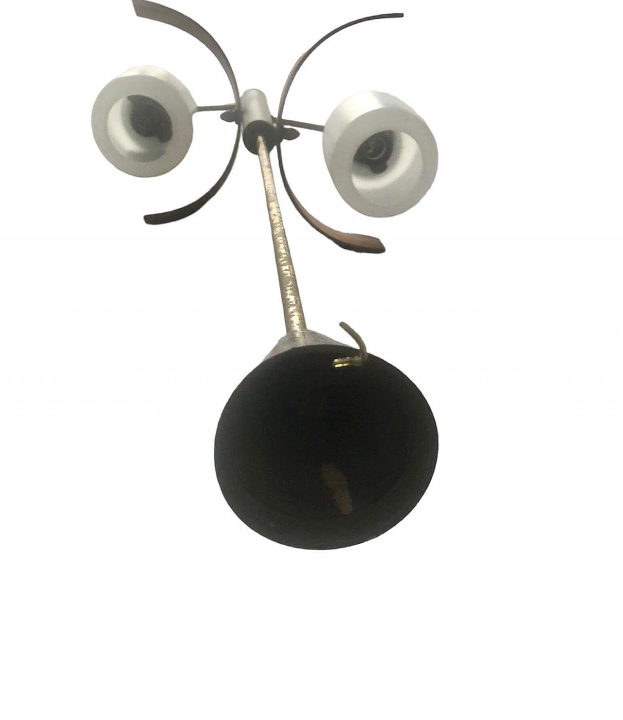 Lampadario a due luci in metallo e vetro nello stile di Stilnovo, anni '60 9