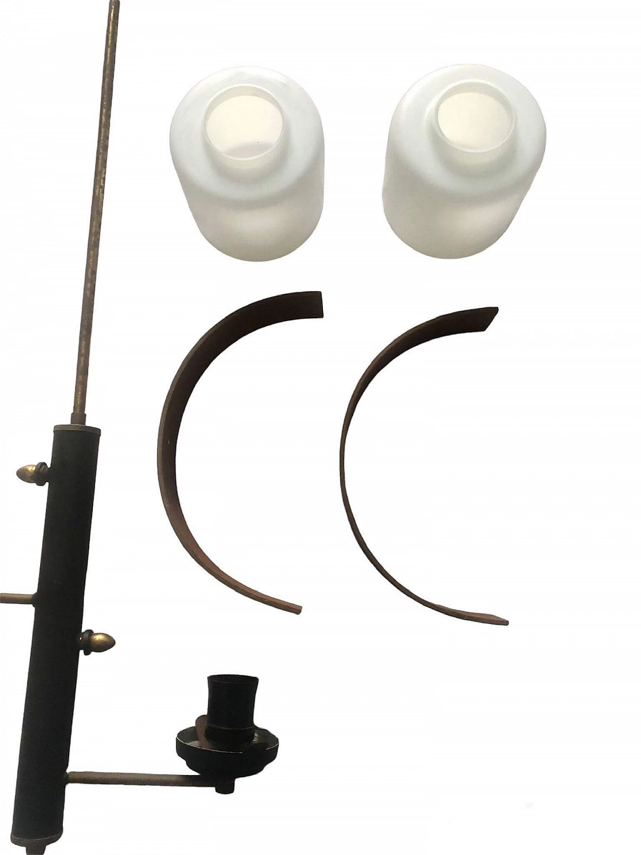 Lampadario a due luci in metallo e vetro nello stile di Stilnovo, anni '60 13