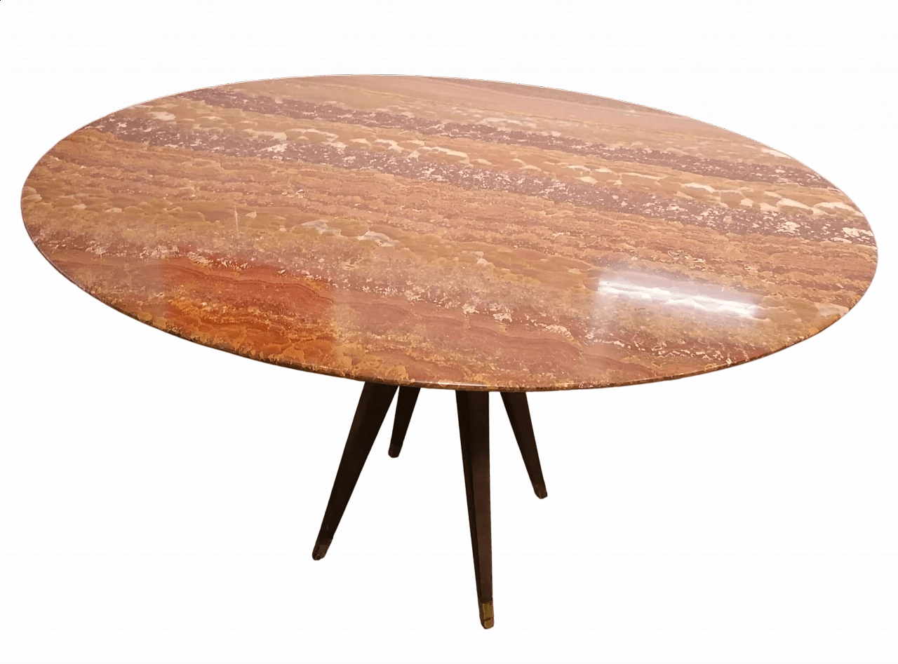 Tavolo rotondo in legno con piano in onice di Osvaldo Borsani per per Arredamenti Borsani, anni '50 7
