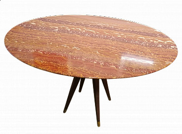 Round wooden table with onyx top by Osvaldo Borsani for Arredamenti Borsani, 1950s